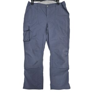 Duluth cargo performance pants women's 12 blue double thigh roll cuffs stretch